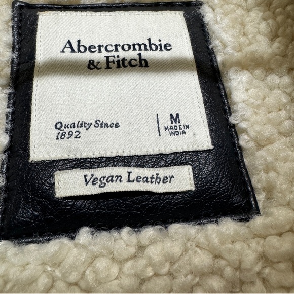 Abercrombie & Fitch Black Leather Fur Coat size M - Picture 3 of 7